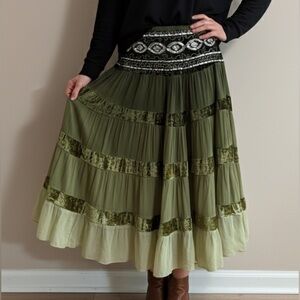 Estafania Sz L Tiered Maxi Skirt Boho Whimsigoth Gypsy Grunge Festival